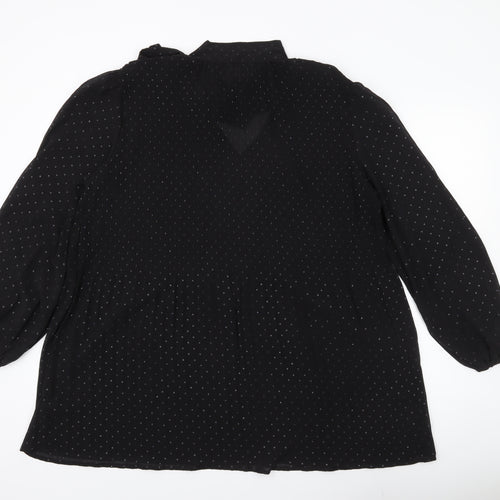 Monsoon Women’s Black Polka Dot Tunic Blouse Size L Long Sleeve