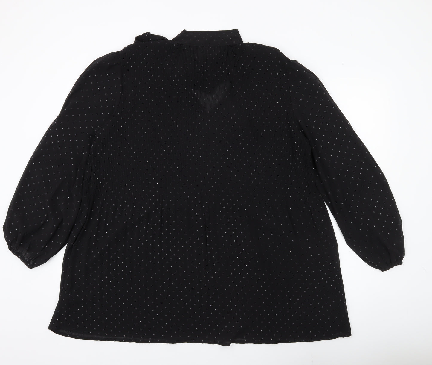 Monsoon Women’s Black Polka Dot Tunic Blouse Size L Long Sleeve