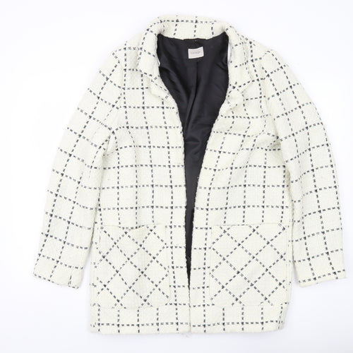 George Women’s Ivory Check Tweed Mid-Length Coat Size 14