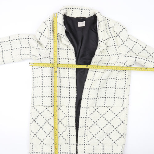 George Women’s Ivory Check Tweed Mid-Length Coat Size 14
