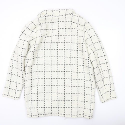 George Women’s Ivory Check Tweed Mid-Length Coat Size 14