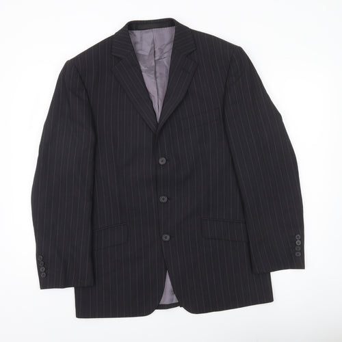Marks and Spencer Men’s Grey Pinstripe Wool Blazer Jacket 38S