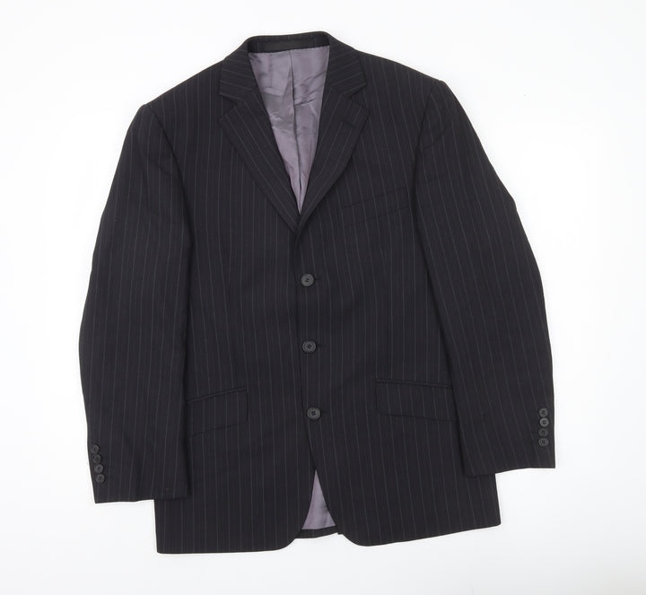 Marks and Spencer Men’s Grey Pinstripe Wool Blazer Jacket 38S