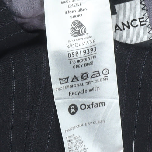 Marks and Spencer Men’s Grey Pinstripe Wool Blazer Jacket 38S