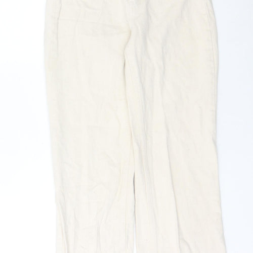 H&M Women’s Ivory Wide-Leg Cotton Denim Jeans Size 6 High Rise