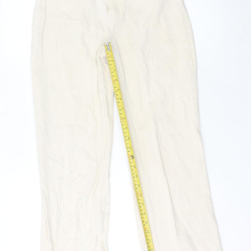 H&M Women’s Ivory Wide-Leg Cotton Denim Jeans Size 6 High Rise