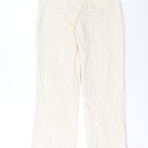 H&M Women’s Ivory Wide-Leg Cotton Denim Jeans Size 6 High Rise