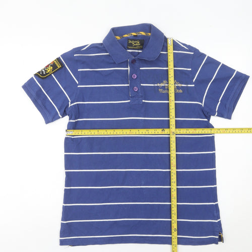Ambrose & Jackson Men’s Blue Striped Cotton Polo Shirt M