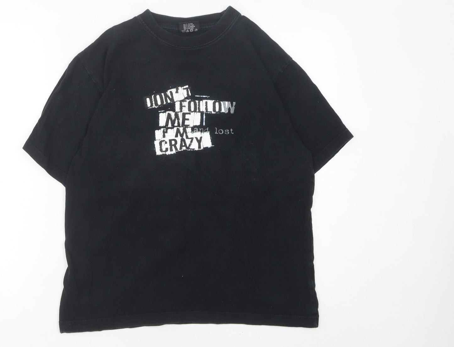 Spirit Womens Black Graphic Cotton T-Shirt Size S Casual Funny Quote