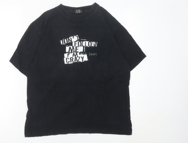 Spirit Womens Black Graphic Cotton T-Shirt Size S Casual Funny Quote
