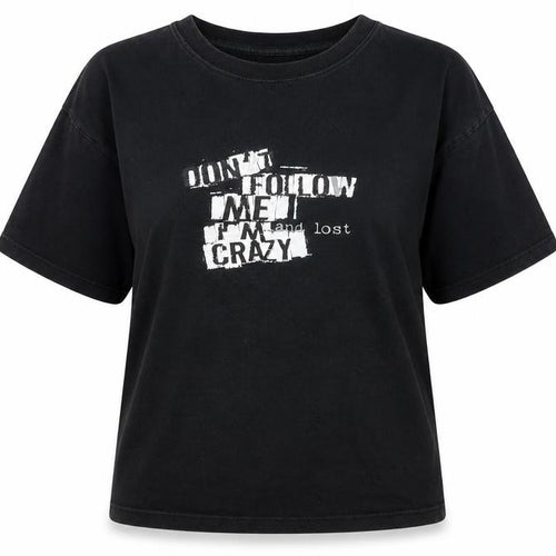 Spirit Womens Black Graphic Cotton T-Shirt Size S Casual Funny Quote