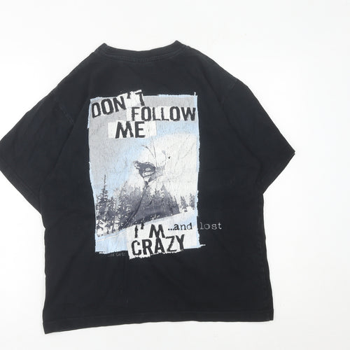 Spirit Womens Black Graphic Cotton T-Shirt Size S Casual Funny Quote