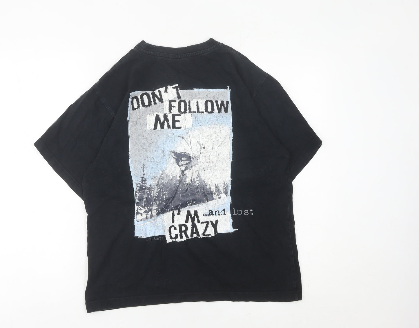 Spirit Womens Black Graphic Cotton T-Shirt Size S Casual Funny Quote