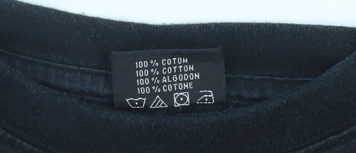 Spirit Womens Black Graphic Cotton T-Shirt Size S Casual Funny Quote