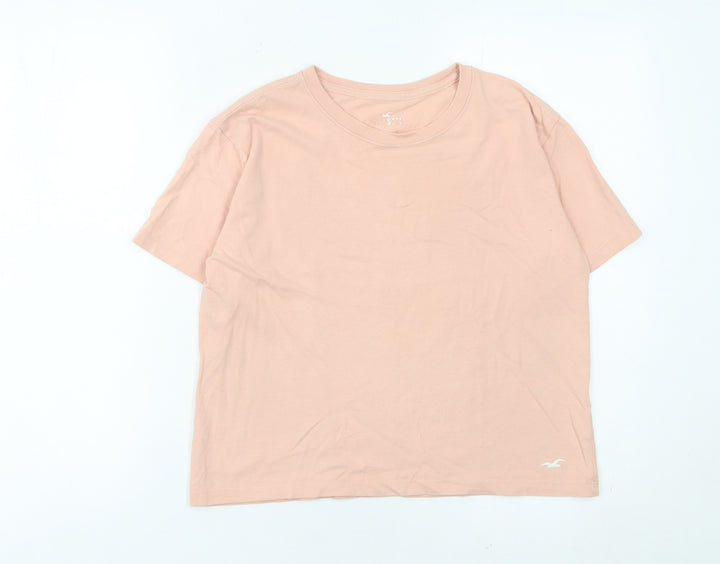 Hollister Womens Pink XS Basic Cotton Crew Neck Short Sleeve T-Shirt