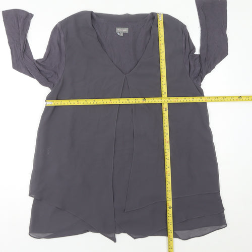 Phase Eight Womens Grey Size 12 Tunic Blouse V-Neck 3/4 Sleeve