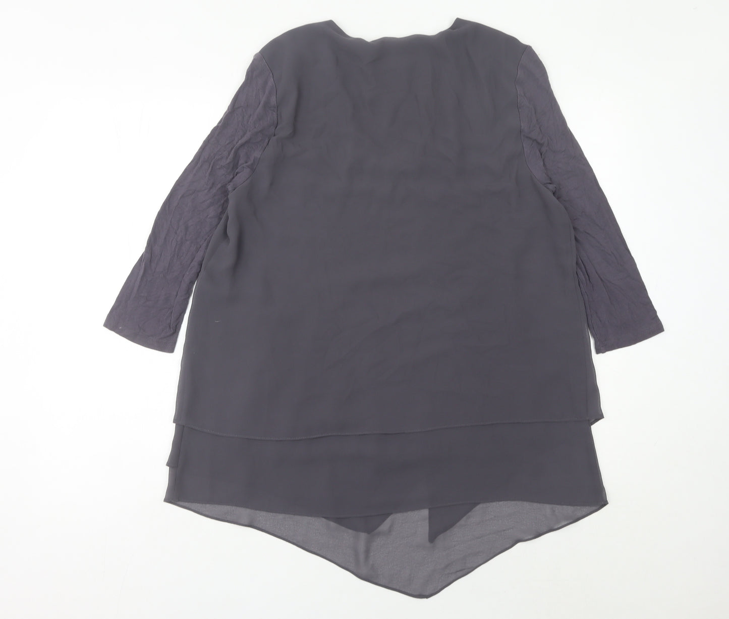 Phase Eight Womens Grey Size 12 Tunic Blouse V-Neck 3/4 Sleeve