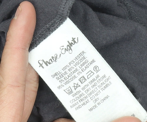 Phase Eight Womens Grey Size 12 Tunic Blouse V-Neck 3/4 Sleeve