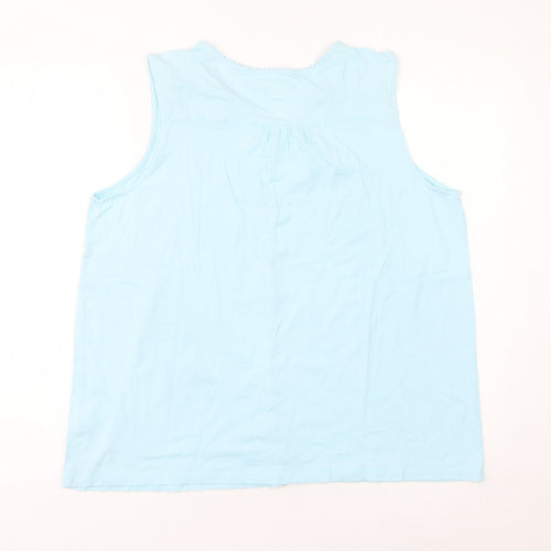 Lands' End Women Blue XL Cotton Sleeveless Tank Top V-Neck