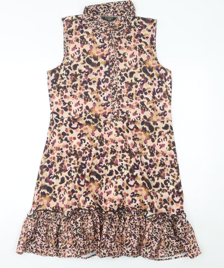 Lipsy Women’s Multicoloured Leopard Print Shift Dress UK 12
