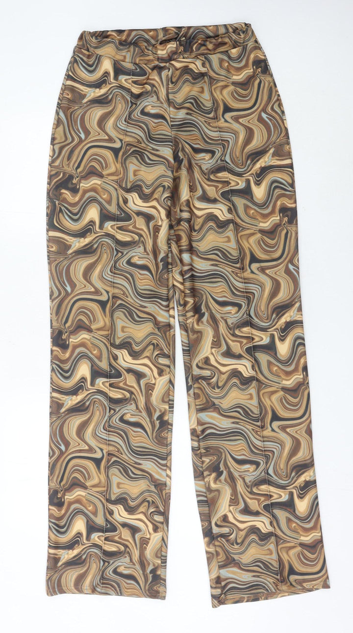 PrettyLittleThing Womens Multicoloured Slim Fit Straight Trousers Size 12