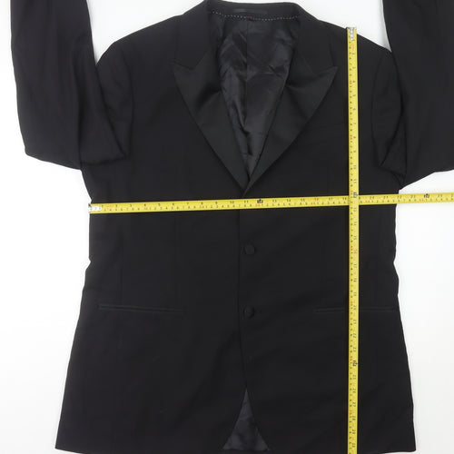 Marks and Spencer Mens Black Wool Shawl Lapel Suit Jacket 44 Chest 2XL Long