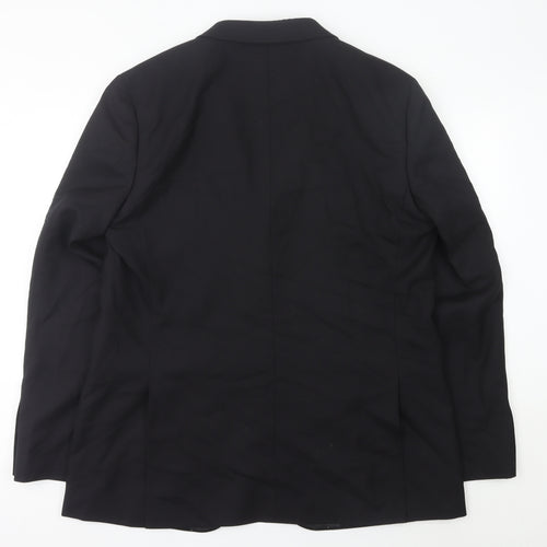 Marks and Spencer Mens Black Wool Shawl Lapel Suit Jacket 44 Chest 2XL Long