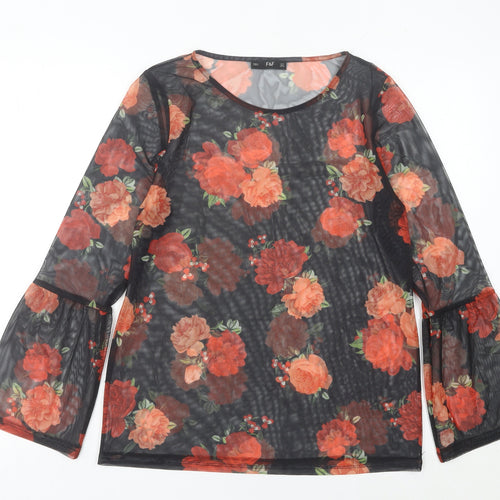 F&F Women’s Floral Mesh Long Sleeve Tunic Blouse UK 10