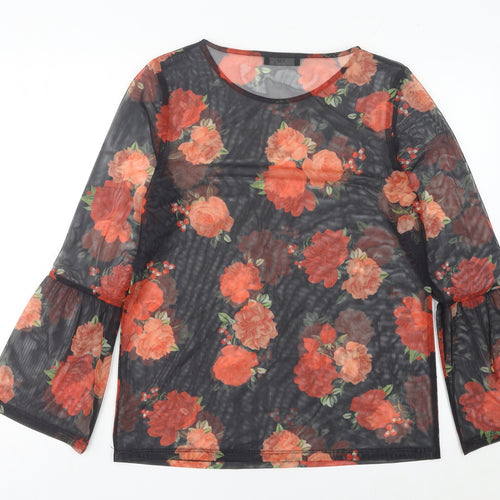 F&F Women’s Floral Mesh Long Sleeve Tunic Blouse UK 10