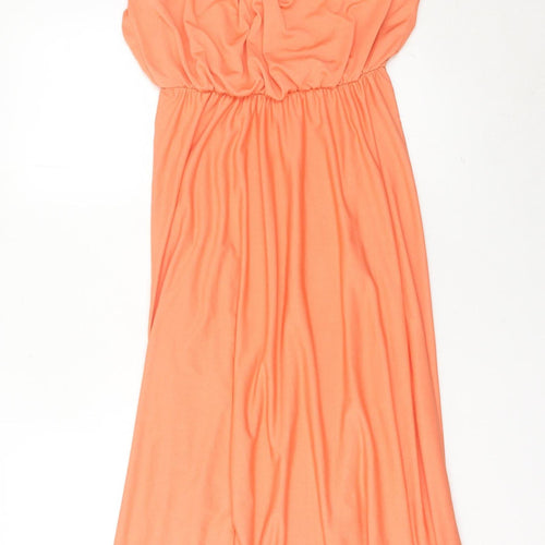 ASOS Women’s Orange Size 6 Midi Slip Dress Summer V-Neck