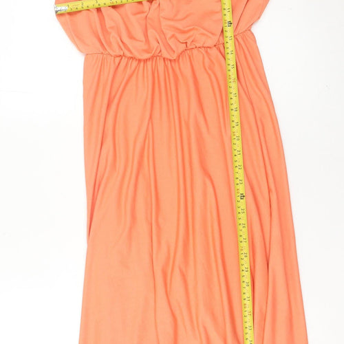 ASOS Women’s Orange Size 6 Midi Slip Dress Summer V-Neck