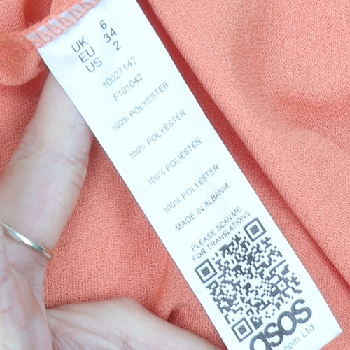 ASOS Women’s Orange Size 6 Midi Slip Dress Summer V-Neck