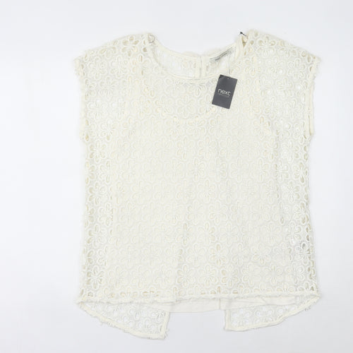 Next Women’s Ivory Lace Floral Blouse UK 12 Tunic Cap Sleeve