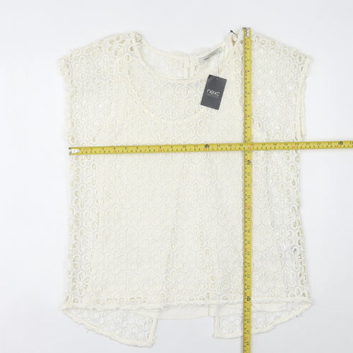Next Women’s Ivory Lace Floral Blouse UK 12 Tunic Cap Sleeve