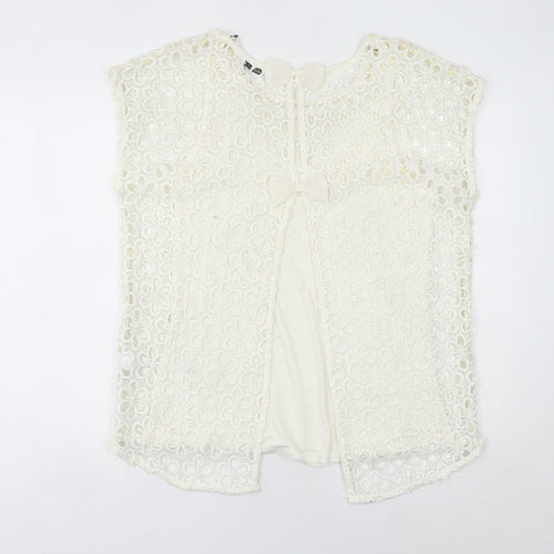 Next Women’s Ivory Lace Floral Blouse UK 12 Tunic Cap Sleeve