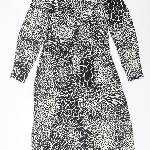 Warehouse Women’s Black Animal Print Shirt Dress Size 10