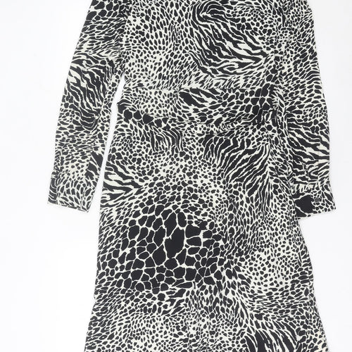 Warehouse Women’s Black Animal Print Shirt Dress Size 10