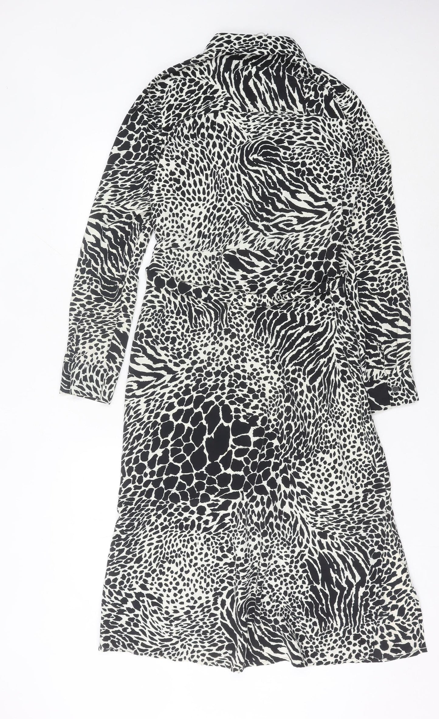Warehouse Women’s Black Animal Print Shirt Dress Size 10