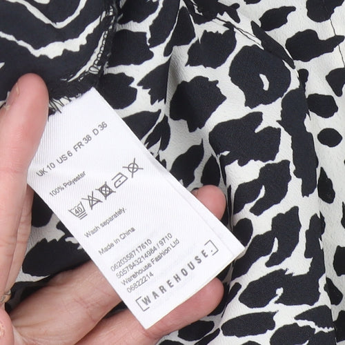 Warehouse Women’s Black Animal Print Shirt Dress Size 10