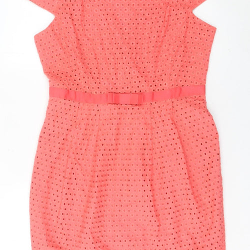 South Womens Pink Cotton Shift Dress Size 14 Knee Length