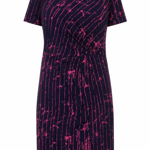 InWear Women’s Blue Pink Striped Sheath Dress M Short Sleeve Scoop Neck