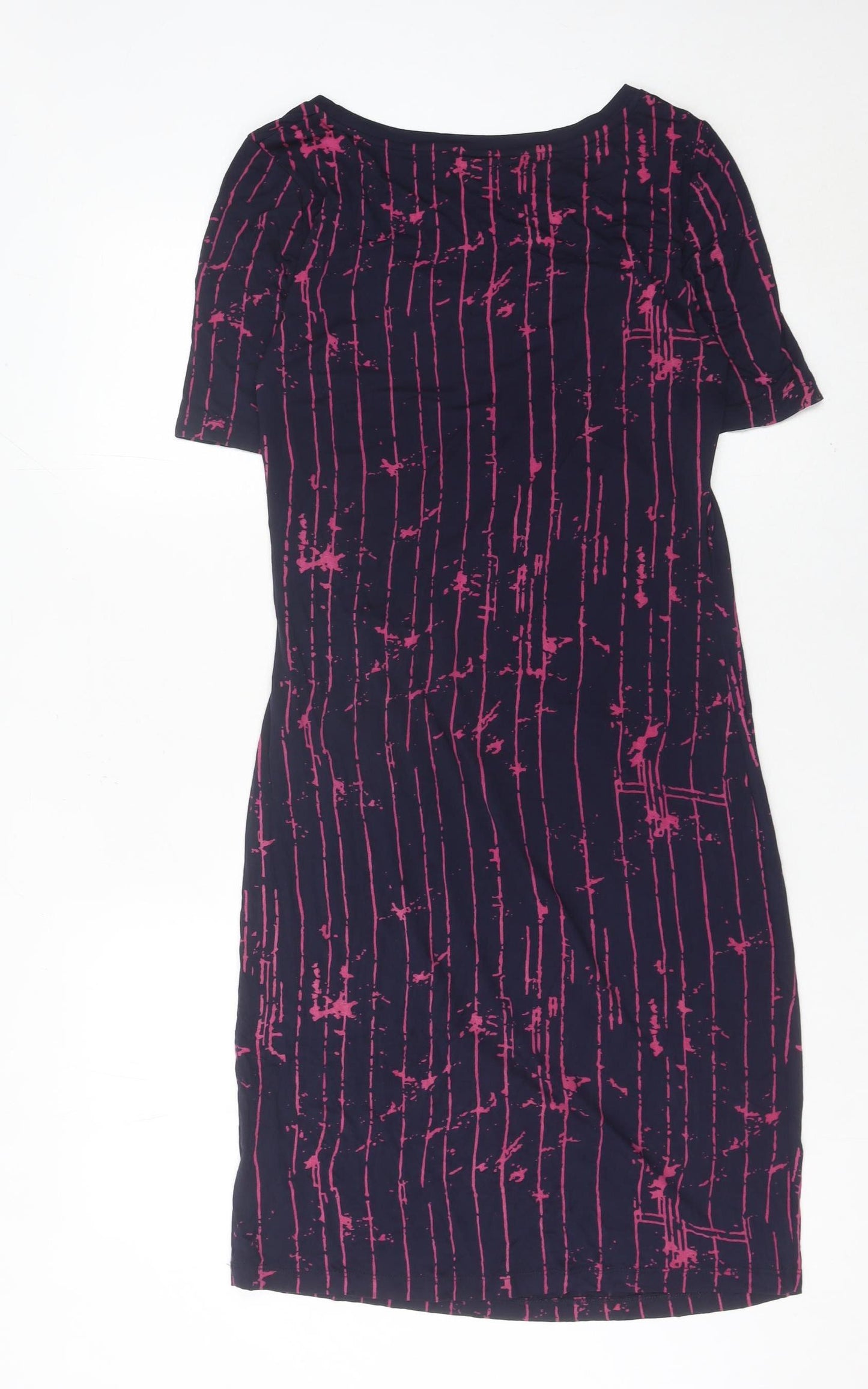 InWear Women’s Blue Pink Striped Sheath Dress M Short Sleeve Scoop Neck