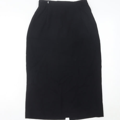 Bassini Women’s Black Wool Pencil Skirt Size 12 Midi Workwear