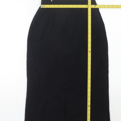 Bassini Women’s Black Wool Pencil Skirt Size 12 Midi Workwear