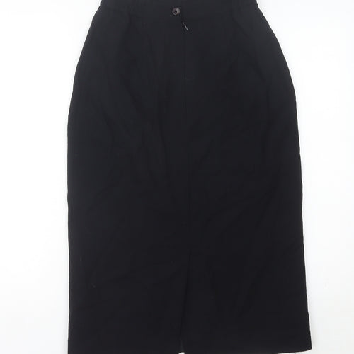 Bassini Women’s Black Wool Pencil Skirt Size 12 Midi Workwear