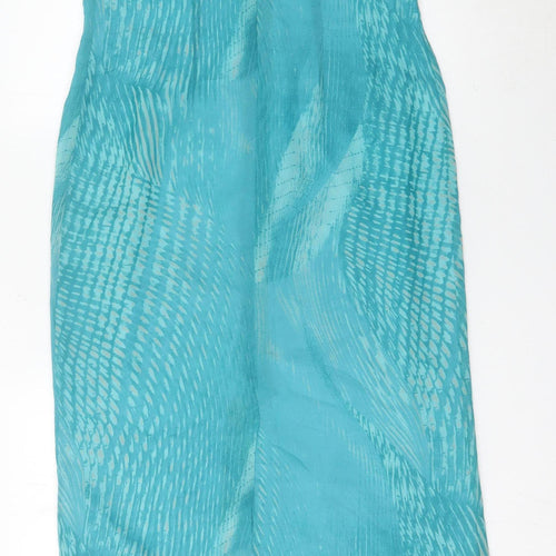 Elinette Women Blue Midi Sheath Dress Size 12 Sleeveless Square Neck