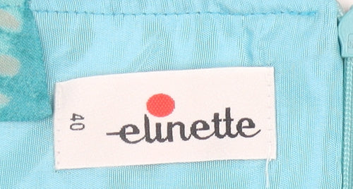 Elinette Women Blue Midi Sheath Dress Size 12 Sleeveless Square Neck