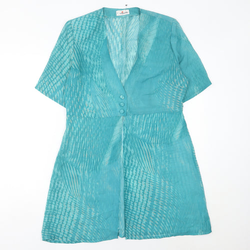 Elinette Women’s Blue Silk Waistcoat Jacket Size 12 Vintage