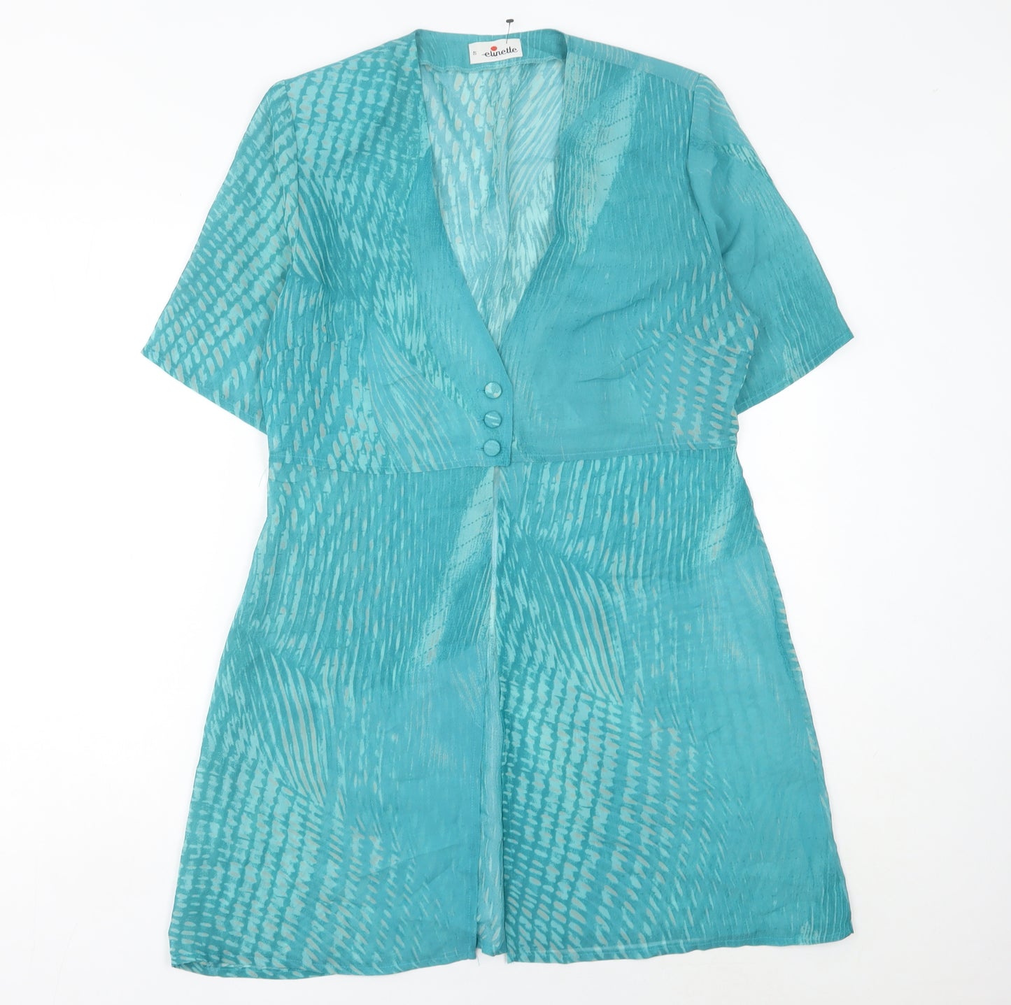 Elinette Women’s Blue Silk Waistcoat Jacket Size 12 Vintage
