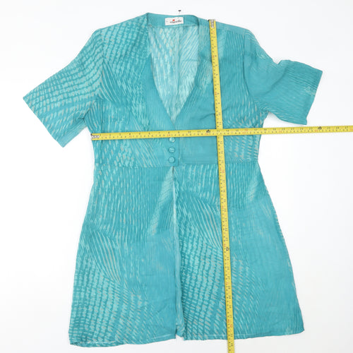 Elinette Women’s Blue Silk Waistcoat Jacket Size 12 Vintage